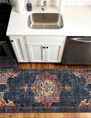 Dark Blue 2' x 8' Utopia Runner Area Rug Traditional Vintage Persian Inspired Vivid Color Durable Carpet for Unique Interiors for Sale at Rug Engine