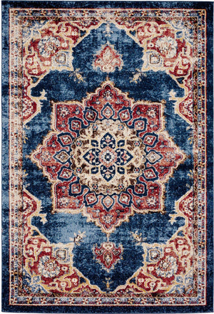 Dark Blue 4' 1 x 6' 1 Utopia Rectangle Area Rug Traditional Vintage Persian Inspired Vivid Color Durable Carpet for Unique Interiors for Sale at Rug Engine