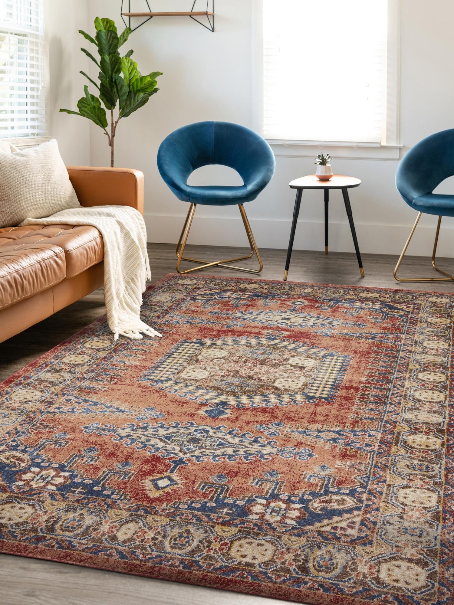 Terracotta 5' 1 x 8' Utopia Rectangle Area Rug Traditional Vintage Persian Inspired Vivid Color Durable Carpet for Unique Interiors for Sale at Rug Engine