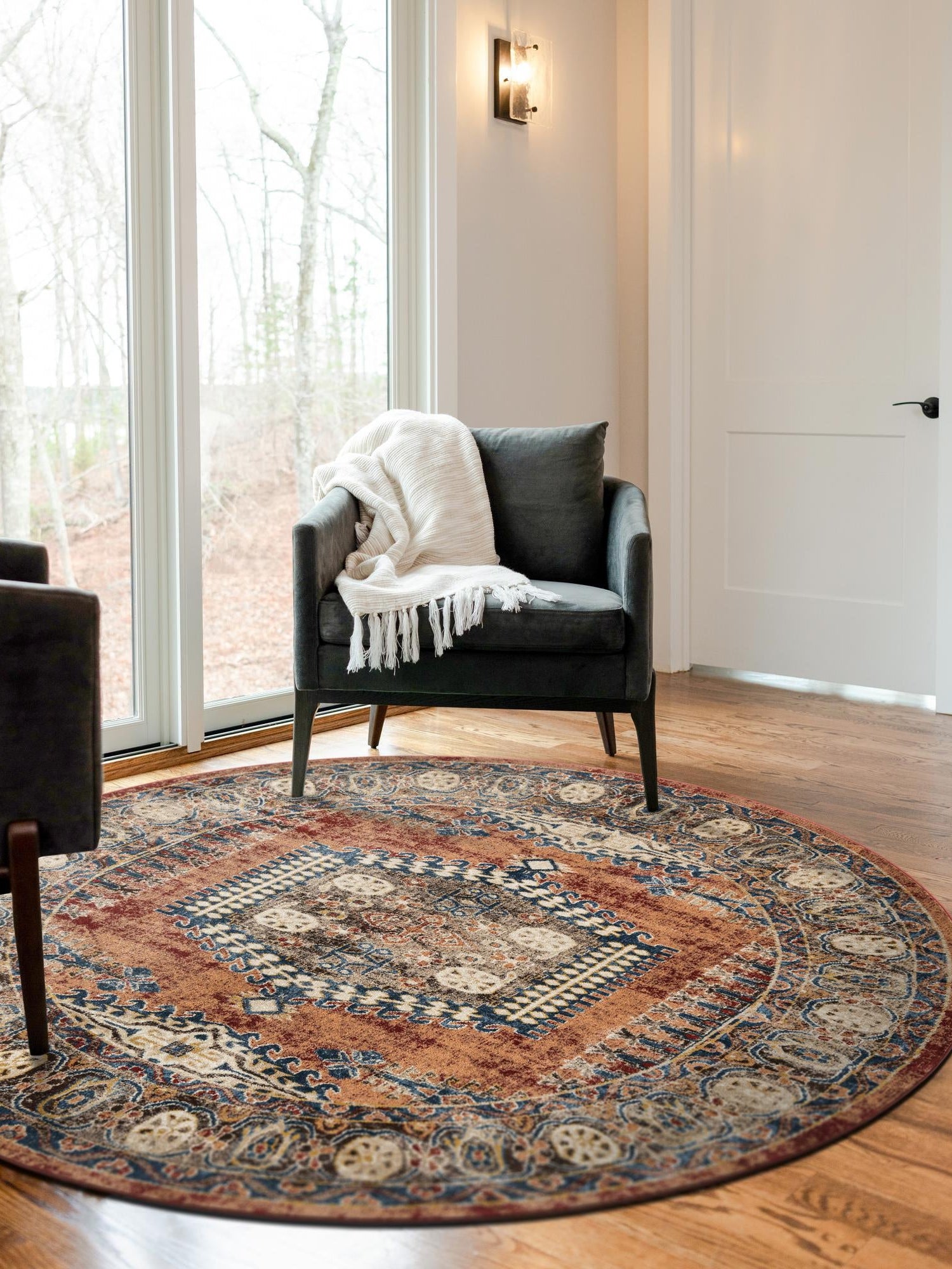 Terracotta 8' x 8' Utopia Round Area Rug Traditional Vintage Persian Inspired Vivid Color Durable Carpet for Unique Interiors for Sale at Rug Engine