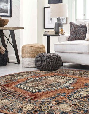 Terracotta 7' x 7' Utopia Round Area Rug Traditional Vintage Persian Inspired Vivid Color Durable Carpet for Unique Interiors for Sale at Rug Engine