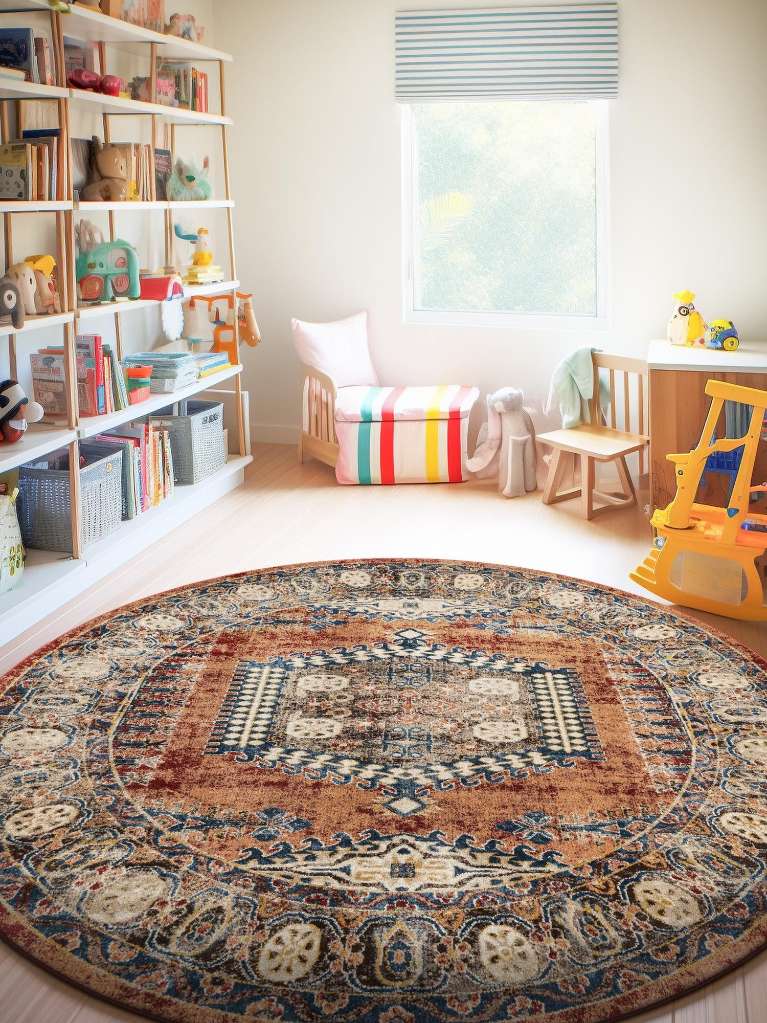 Terracotta 7' x 7' Utopia Round Area Rug Traditional Vintage Persian Inspired Vivid Color Durable Carpet for Unique Interiors for Sale at Rug Engine