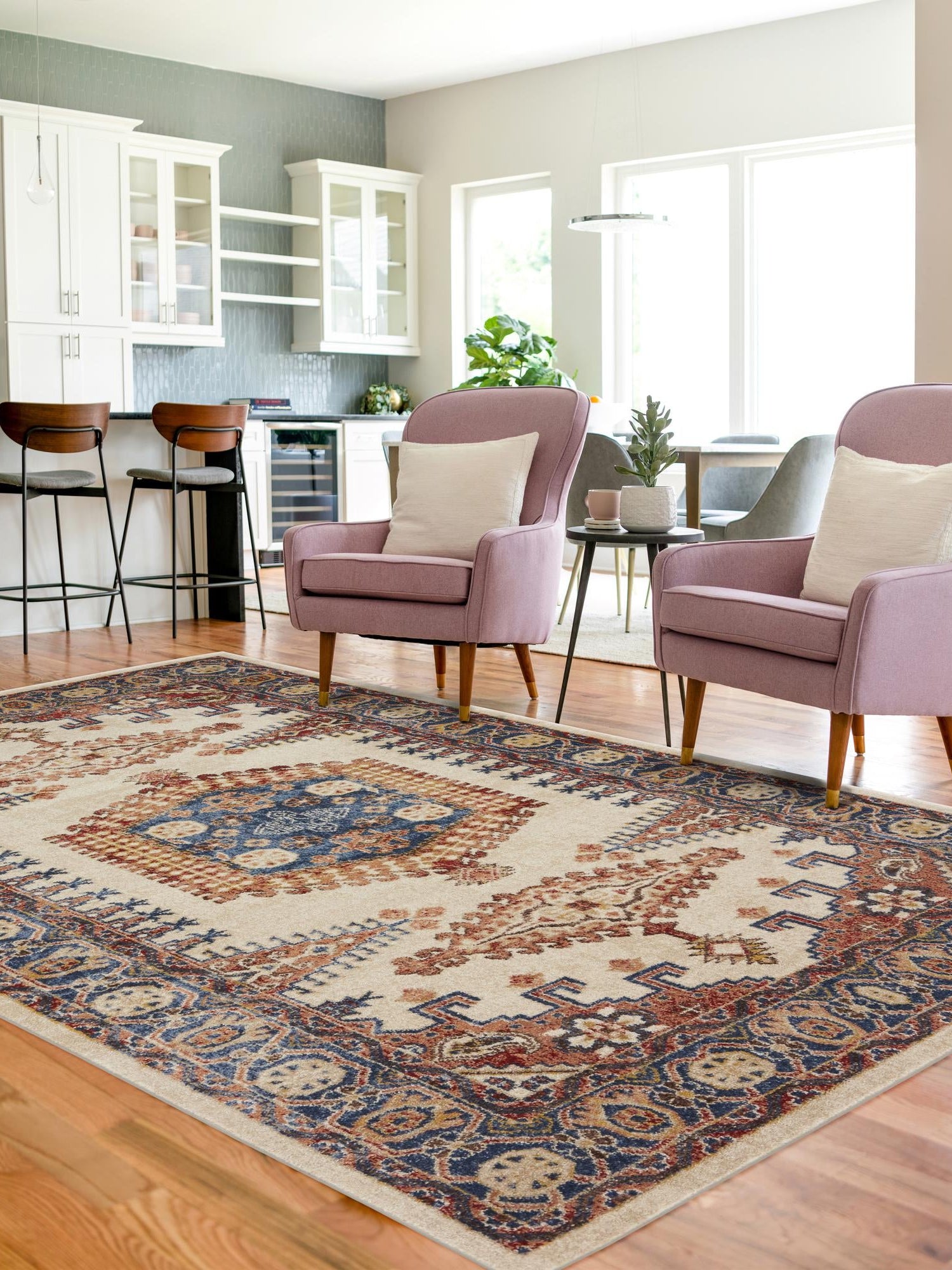 Cream 8' x 10' Utopia Rectangle Area Rug Traditional Vintage Persian Inspired Vivid Color Durable Carpet for Unique Interiors for Sale at Rug Engine