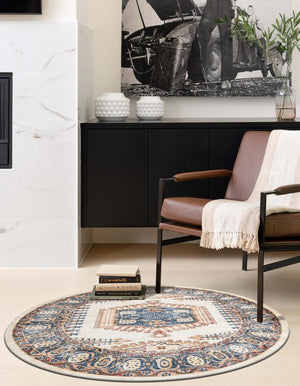 Cream 8' x 8' Utopia Round Rug