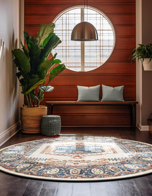 Cream 4' 1 x 4' 1 Utopia Round Area Rug Traditional Vintage Persian Inspired Vivid Color Durable Carpet for Unique Interiors for Sale at Rug Engine