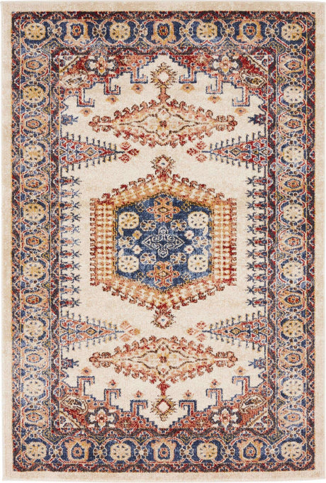 Cream 4' 1 x 6' 1 Utopia Rectangle Area Rug Traditional Vintage Persian Inspired Vivid Color Durable Carpet for Unique Interiors for Sale at Rug Engine