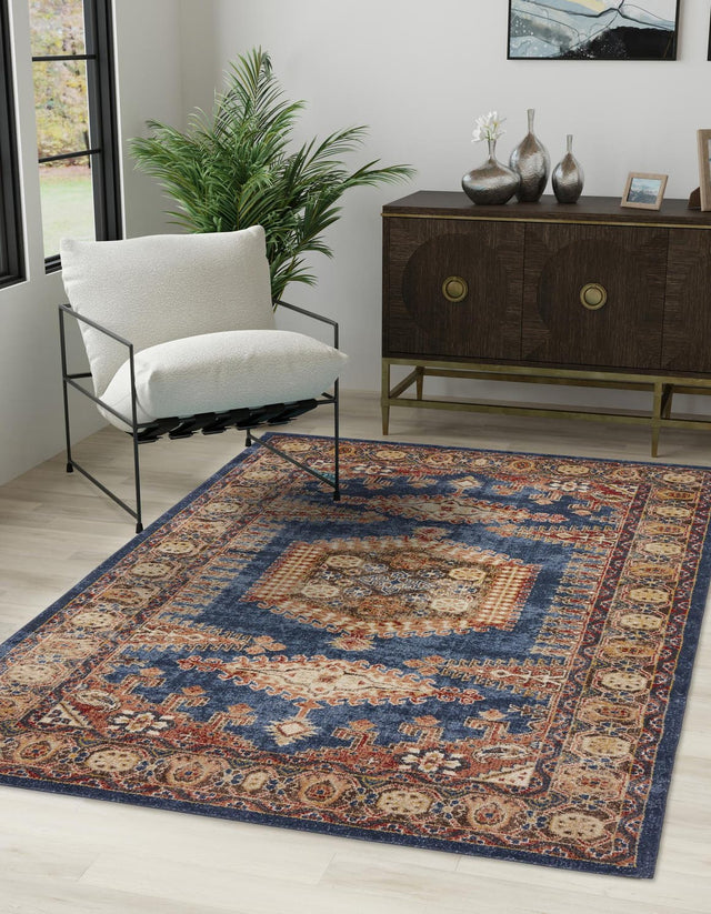 Blue 6' 1 x 9' Utopia Rectangle Area Rug Traditional Vintage Persian Inspired Vivid Color Durable Carpet for Unique Interiors for Sale at Rug Engine