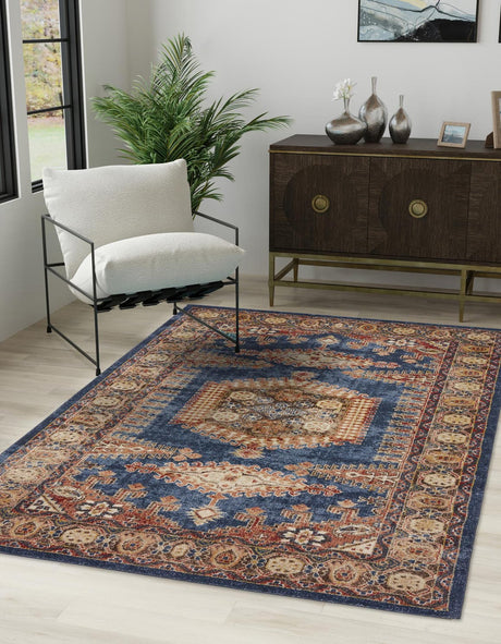 Blue 8' x 10' Utopia Rectangle Area Rug Traditional Vintage Persian Inspired Vivid Color Durable Carpet for Unique Interiors for Sale at Rug Engine