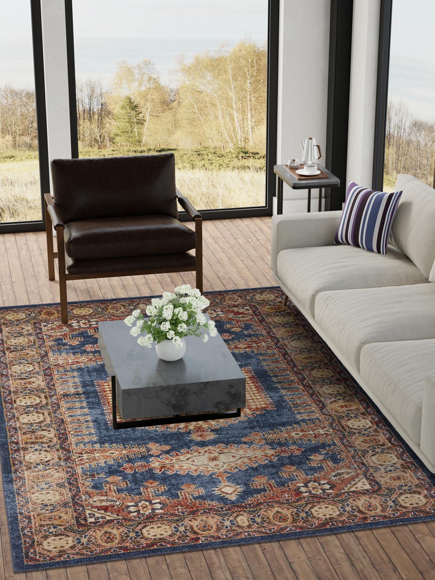Blue 3' 3 x 5' 3 Utopia Rectangle Area Rug Traditional Vintage Persian Inspired Vivid Color Durable Carpet for Unique Interiors for Sale at Rug Engine