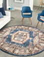 Blue 7' x 7' Utopia Round Area Rug Traditional Vintage Persian Inspired Vivid Color Durable Carpet for Unique Interiors for Sale at Rug Engine