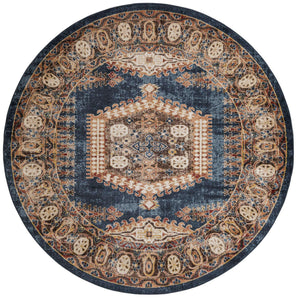 Blue 8' x 8' Utopia Round Area Rug Traditional Vintage Persian Inspired Vivid Color Durable Carpet for Unique Interiors for Sale at Rug Engine