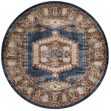 Blue 8' x 8' Utopia Round Area Rug Traditional Vintage Persian Inspired Vivid Color Durable Carpet for Unique Interiors for Sale at Rug Engine