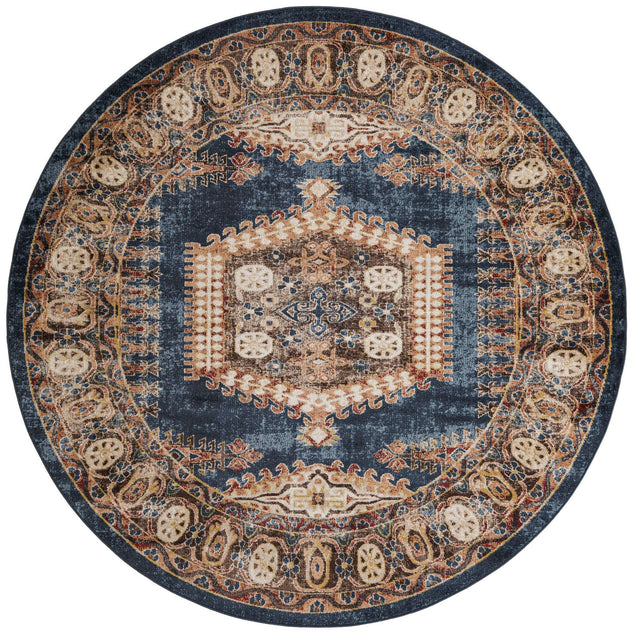 Blue 8' x 8' Utopia Round Area Rug Traditional Vintage Persian Inspired Vivid Color Durable Carpet for Unique Interiors for Sale at Rug Engine