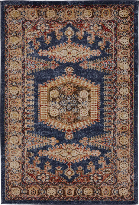 Blue 4' 1 x 6' 1 Utopia Rectangle Area Rug Traditional Vintage Persian Inspired Vivid Color Durable Carpet for Unique Interiors for Sale at Rug Engine