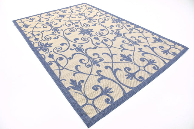 Blue 6' 1 x 9' Outdoor Botanical Rectangle Rug