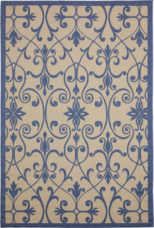 Blue 6' 1 x 9' Outdoor Botanical Rectangle Rug