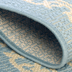 Light Blue 2' x 3' 1 Outdoor Botanical Rectangle Area Rug Weather Resistant for Patio, Deck, Terrace, Balcony, Porch Polypropylene Garden Floral Tropical Carpet for Sale at Rug Engine