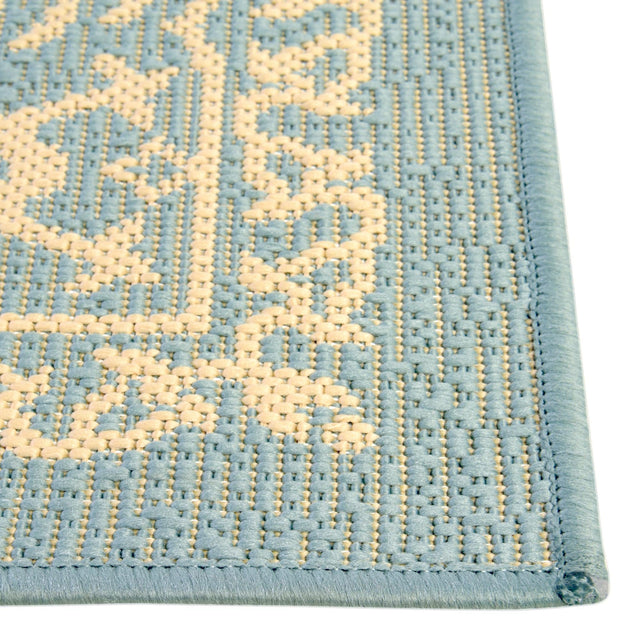 Light Blue 8' x 11' 4 Outdoor Botanical Rectangle Rug