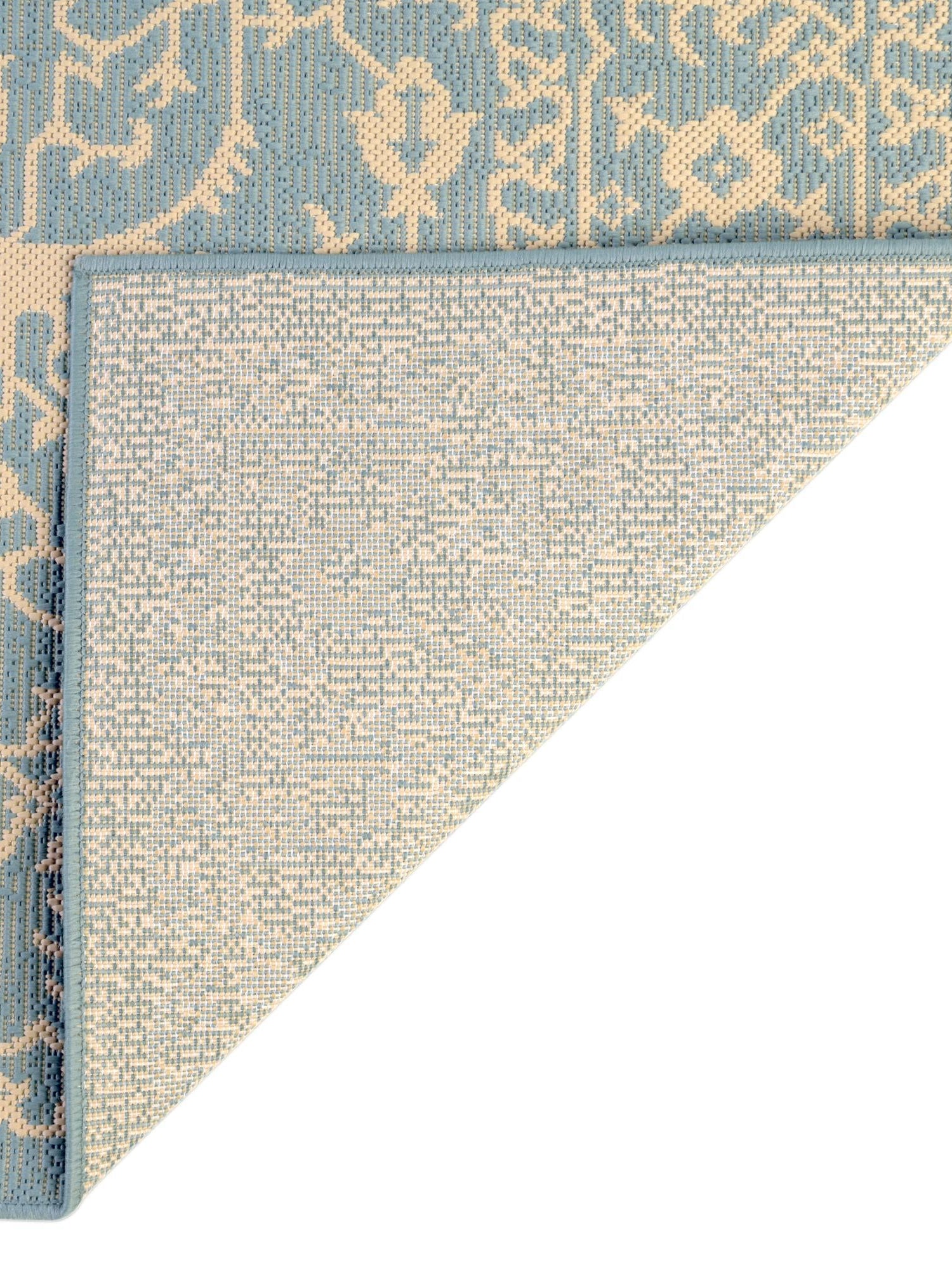 Light Blue 4' 1 x 6' 1 Outdoor Botanical Rectangle Area Rug Weather Resistant for Patio, Deck, Terrace, Balcony, Porch Polypropylene Garden Floral Tropical Carpet for Sale at Rug Engine
