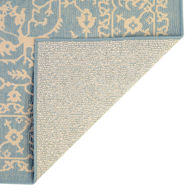 Light Blue 4' 1 x 6' 1 Outdoor Botanical Rectangle Area Rug Weather Resistant for Patio, Deck, Terrace, Balcony, Porch