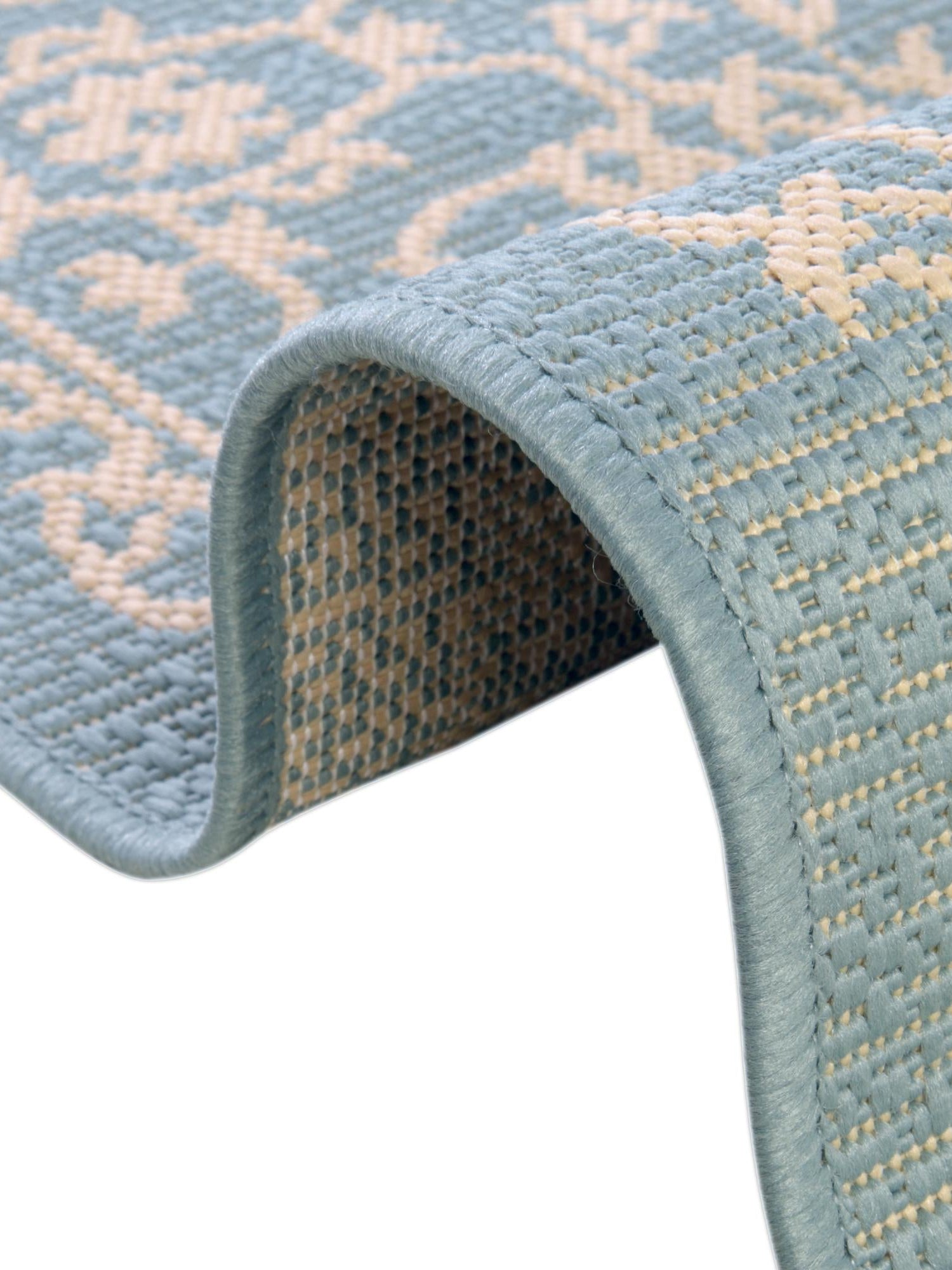 Light Blue 4' 1 x 6' 1 Outdoor Botanical Rectangle Area Rug Weather Resistant for Patio, Deck, Terrace, Balcony, Porch Polypropylene Garden Floral Tropical Carpet for Sale at Rug Engine