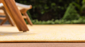 Yellow 7' x 10' Outdoor Botanical Rectangle Area Rug Weather Resistant for Patio, Deck, Terrace, Balcony, Porch Polypropylene Garden Floral Tropical Carpet for Sale at Rug Engine