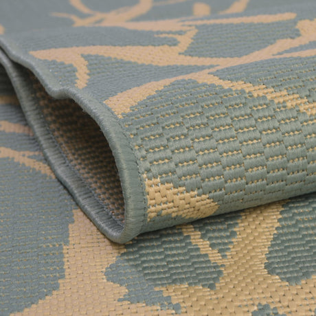 Light Blue 8' x 11' 4 Outdoor Botanical Rectangle Area Rug Weather Resistant for Patio, Deck, Terrace, Balcony, Porch