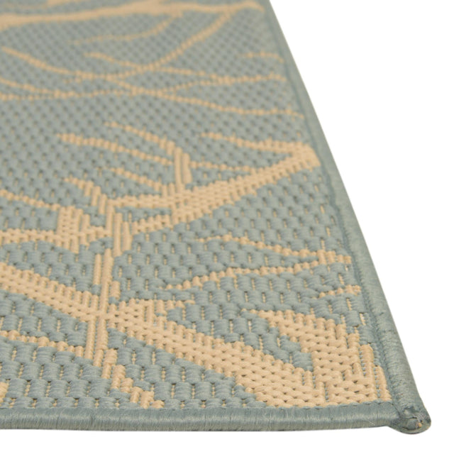 Light Blue 8' x 11' 4 Outdoor Botanical Rectangle Area Rug Weather Resistant for Patio, Deck, Terrace, Balcony, Porch