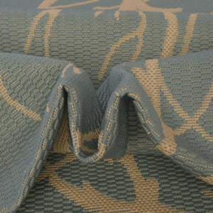 Light Blue 5' 1 x 8' Outdoor Botanical Rectangle Area Rug Weather Resistant for Patio, Deck, Terrace, Balcony, Porch
