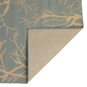 Light Blue 8' x 11' 4 Outdoor Botanical Rectangle Area Rug Weather Resistant for Patio, Deck, Terrace, Balcony, Porch