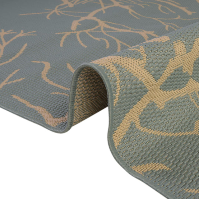 Light Blue 8' x 11' 4 Outdoor Botanical Rectangle Area Rug Weather Resistant for Patio, Deck, Terrace, Balcony, Porch