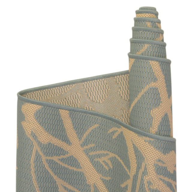 Light Blue 8' x 11' 4 Outdoor Botanical Rectangle Area Rug Weather Resistant for Patio, Deck, Terrace, Balcony, Porch