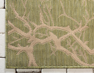 Light Green 5' 1 x 8' Outdoor Botanical Rectangle Area Rug Weather Resistant for Patio, Deck, Terrace, Balcony, Porch Polypropylene Garden Floral Tropical Carpet for Sale at Rug Engine