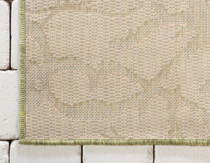 Light Green 5' 1 x 8' Outdoor Botanical Rectangle Area Rug Weather Resistant for Patio, Deck, Terrace, Balcony, Porch Polypropylene Garden Floral Tropical Carpet for Sale at Rug Engine