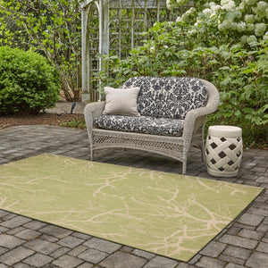 Light Green 5' 1 x 8' Outdoor Botanical Rectangle Area Rug Weather Resistant for Patio, Deck, Terrace, Balcony, Porch Polypropylene Garden Floral Tropical Carpet for Sale at Rug Engine