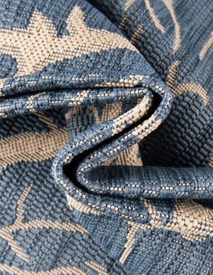 Blue 9' x 12' Outdoor Botanical Rectangle Rug
