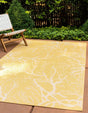 Yellow 2' x 3' Outdoor Botanical Rectangle Area Rug Weather Resistant for Patio, Deck, Terrace, Balcony, Porch Polypropylene Garden Floral Tropical Carpet for Sale at Rug Engine