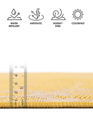 Yellow 2' x 3' Outdoor Botanical Rectangle Area Rug Weather Resistant for Patio, Deck, Terrace, Balcony, Porch Polypropylene Garden Floral Tropical Carpet for Sale at Rug Engine