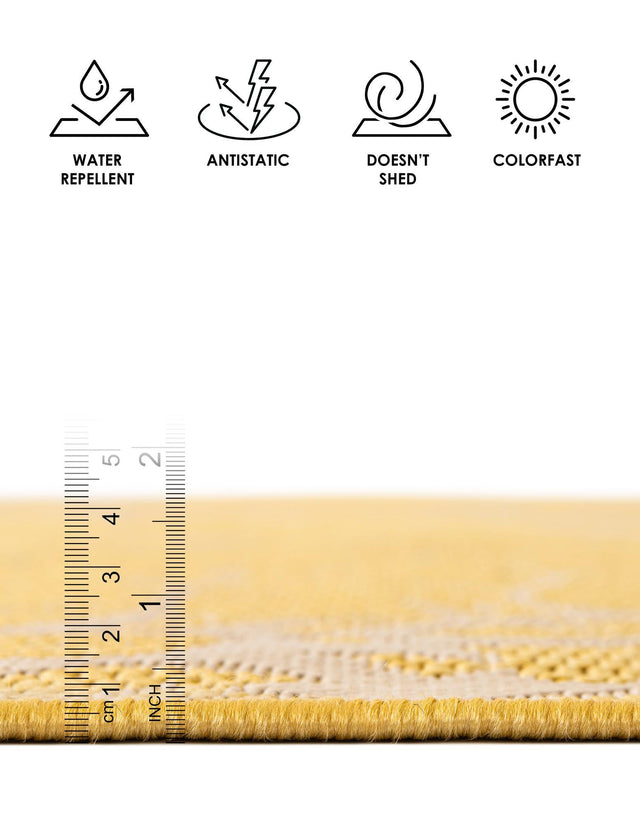 Yellow 2' x 3' Outdoor Botanical Rectangle Area Rug Weather Resistant for Patio, Deck, Terrace, Balcony, Porch Polypropylene Garden Floral Tropical Carpet for Sale at Rug Engine