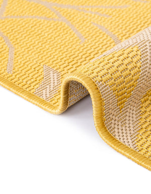 Yellow 2' x 3' Outdoor Botanical Rectangle Area Rug Weather Resistant for Patio, Deck, Terrace, Balcony, Porch Polypropylene Garden Floral Tropical Carpet for Sale at Rug Engine