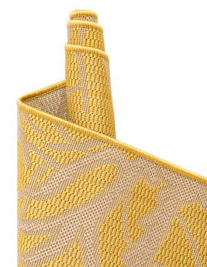 Yellow 2' x 3' Outdoor Botanical Rectangle Area Rug Weather Resistant for Patio, Deck, Terrace, Balcony, Porch Polypropylene Garden Floral Tropical Carpet for Sale at Rug Engine