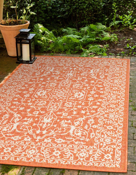 Terracotta 5' 1 x 8' Outdoor Botanical Rectangle Rug