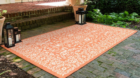 Terracotta 5' 1 x 8' Outdoor Botanical Rectangle Rug