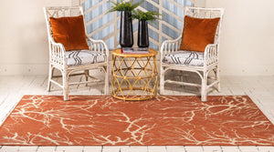 Terracotta 2' x 3' 1 Outdoor Botanical Rectangle Area Rug Weather Resistant for Patio, Deck, Terrace, Balcony, Porch Polypropylene Garden Floral Tropical Carpet for Sale at Rug Engine