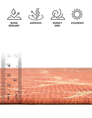 Terracotta 7' 1 x 10' Outdoor Botanical Rectangle Area Rug Weather Resistant for Patio, Deck, Terrace, Balcony, Porch