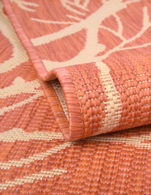 Terracotta 7' 1 x 10' Outdoor Botanical Rectangle Area Rug Weather Resistant for Patio, Deck, Terrace, Balcony, Porch