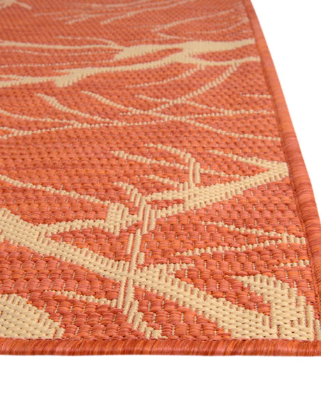 Terracotta 6' 1 x 9' Outdoor Botanical Rectangle Area Rug Weather Resistant for Patio, Deck, Terrace, Balcony, Porch Polypropylene Garden Floral Tropical Carpet for Sale at Rug Engine