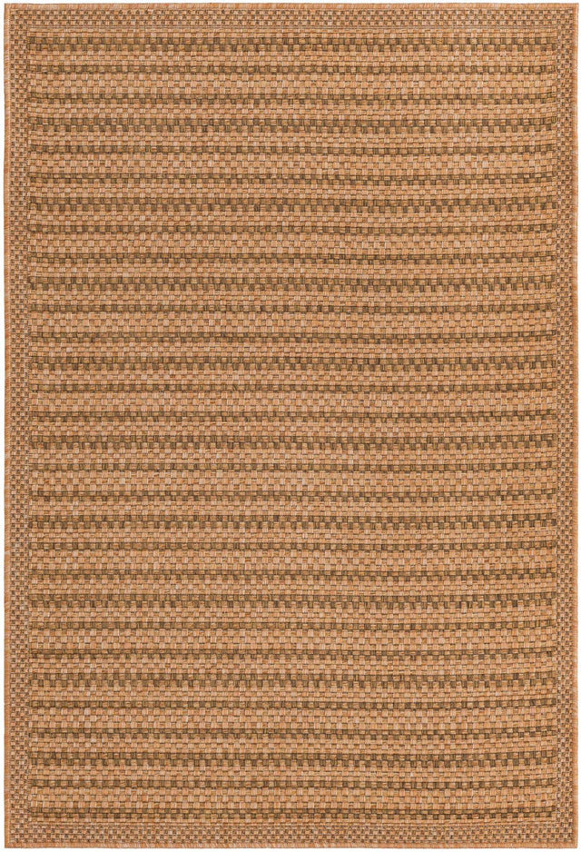 Light Brown 4' x 6' Outdoor Border Rectangle Area Rug Weather Resistant for Patio, Deck, Terrace, Balcony, Porch