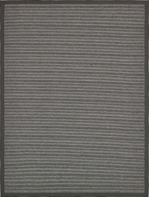 Gray 9' x 12' Outdoor Border Rectangle Area Rug Weather Resistant for Patio, Deck, Terrace, Balcony, Porch