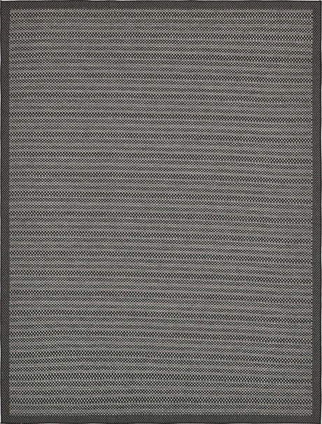 Gray 9' x 12' Outdoor Border Rectangle Area Rug Weather Resistant for Patio, Deck, Terrace, Balcony, Porch